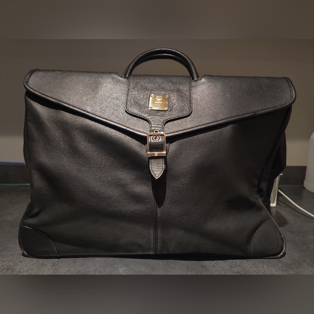 Vintage Rare MCM black calf leather Business Travel Bag Briefcase EUC